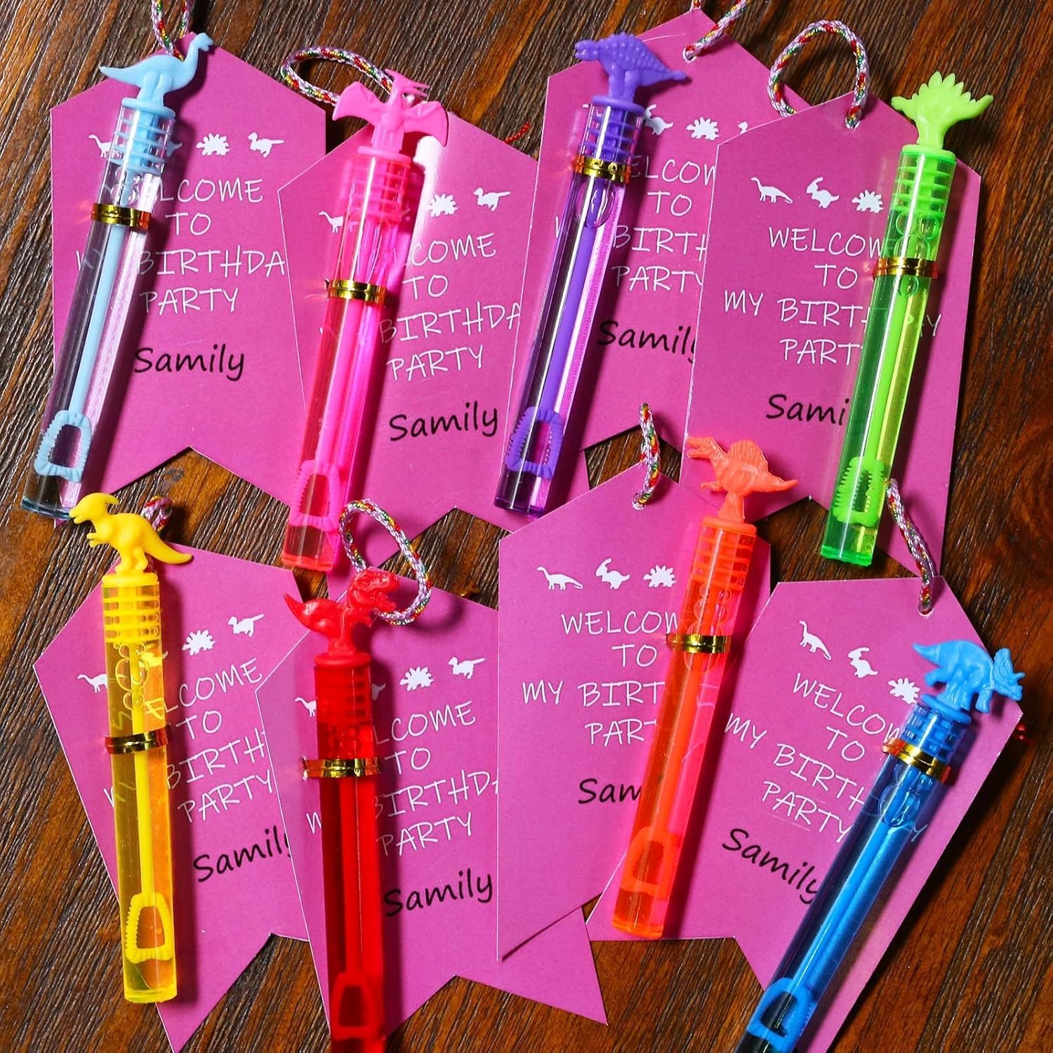 32 Pack Dinosaur Mini Bubble Wands - 8 Styles with Gift Box - Image 3