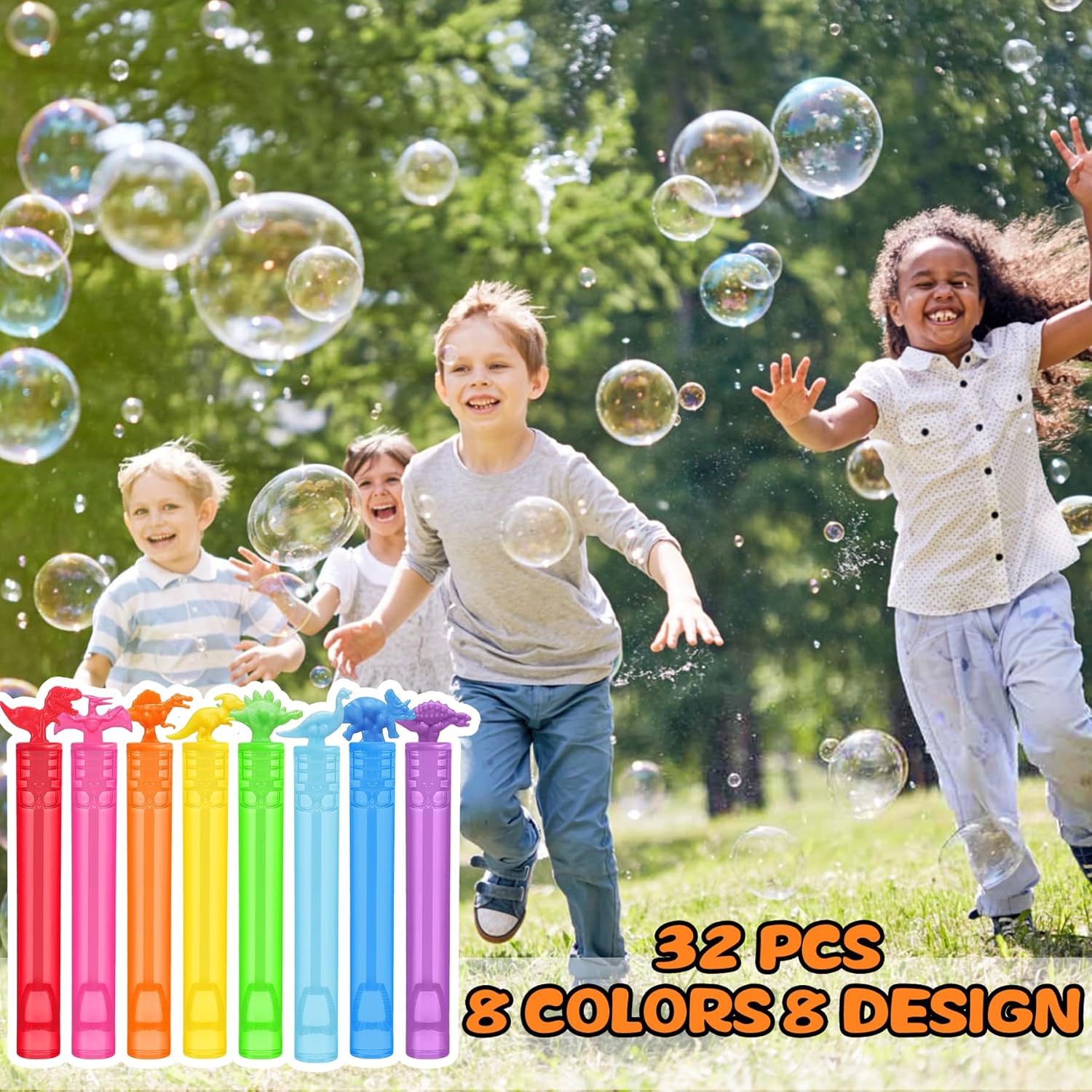32 Pack Dinosaur Mini Bubble Wands - 8 Styles with Gift Box - Image 5