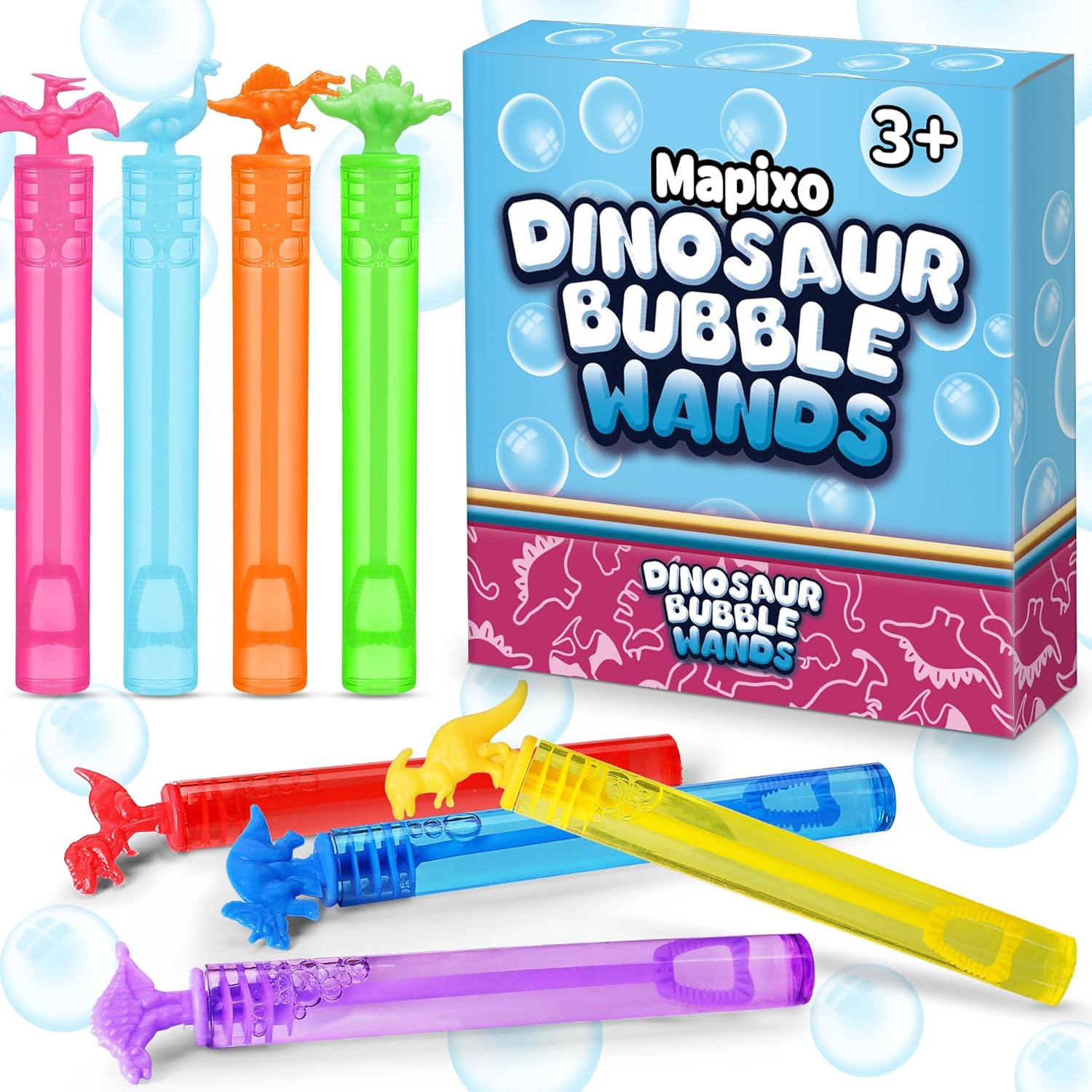 32 Pack Dinosaur Mini Bubble Wands - 8 Styles with Gift Box - Image 6