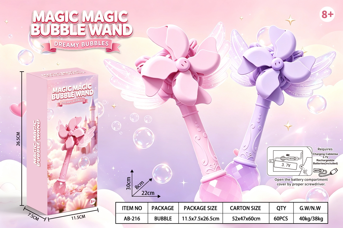 Electric magic windmill bubble wand