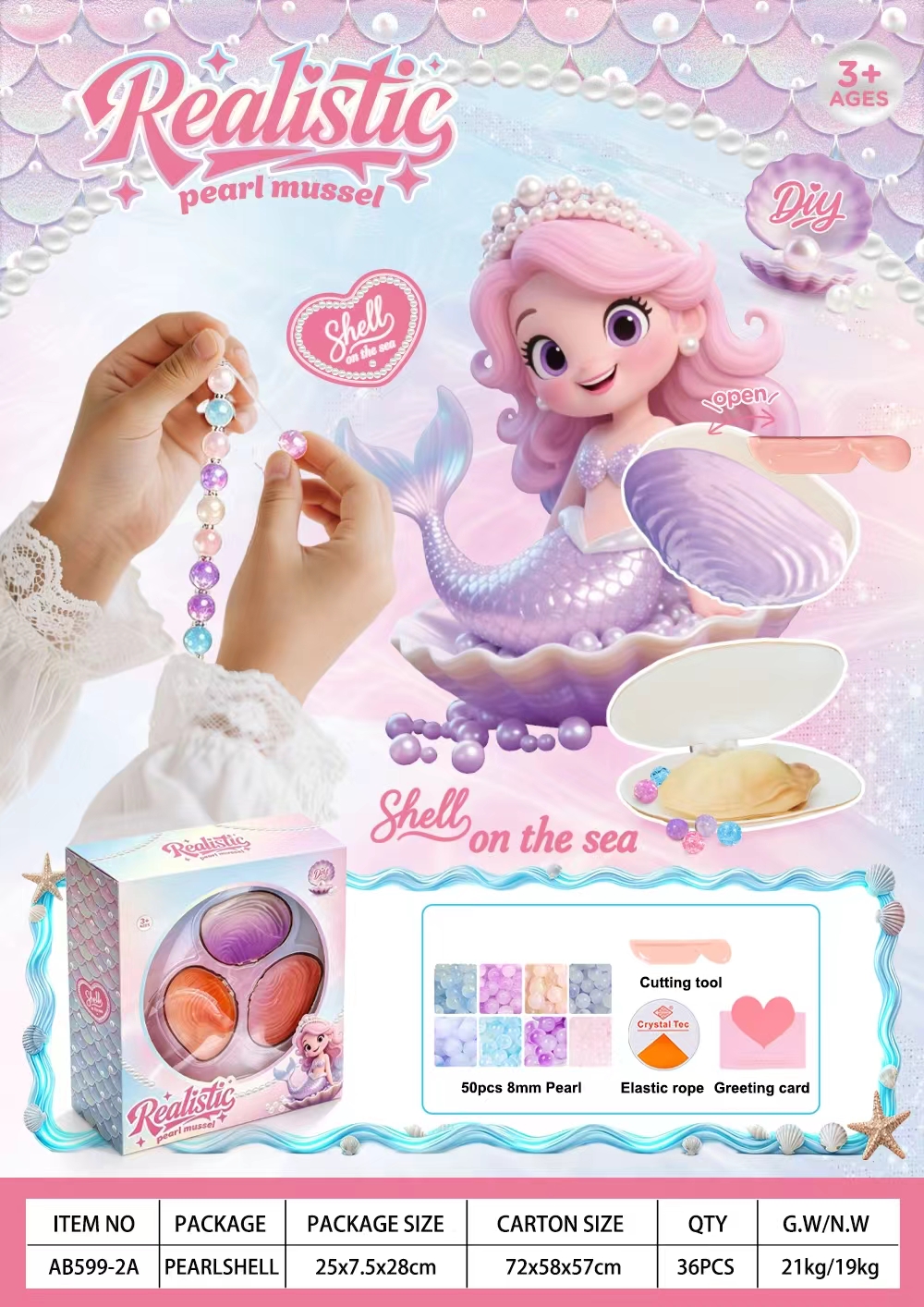 DIY Gem Shell Bracelet Kit - Crystal, Standard
