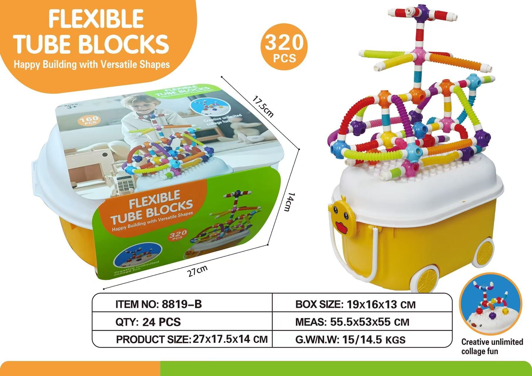 Flexible Tube Blocks 320 PCS - Storage Box
